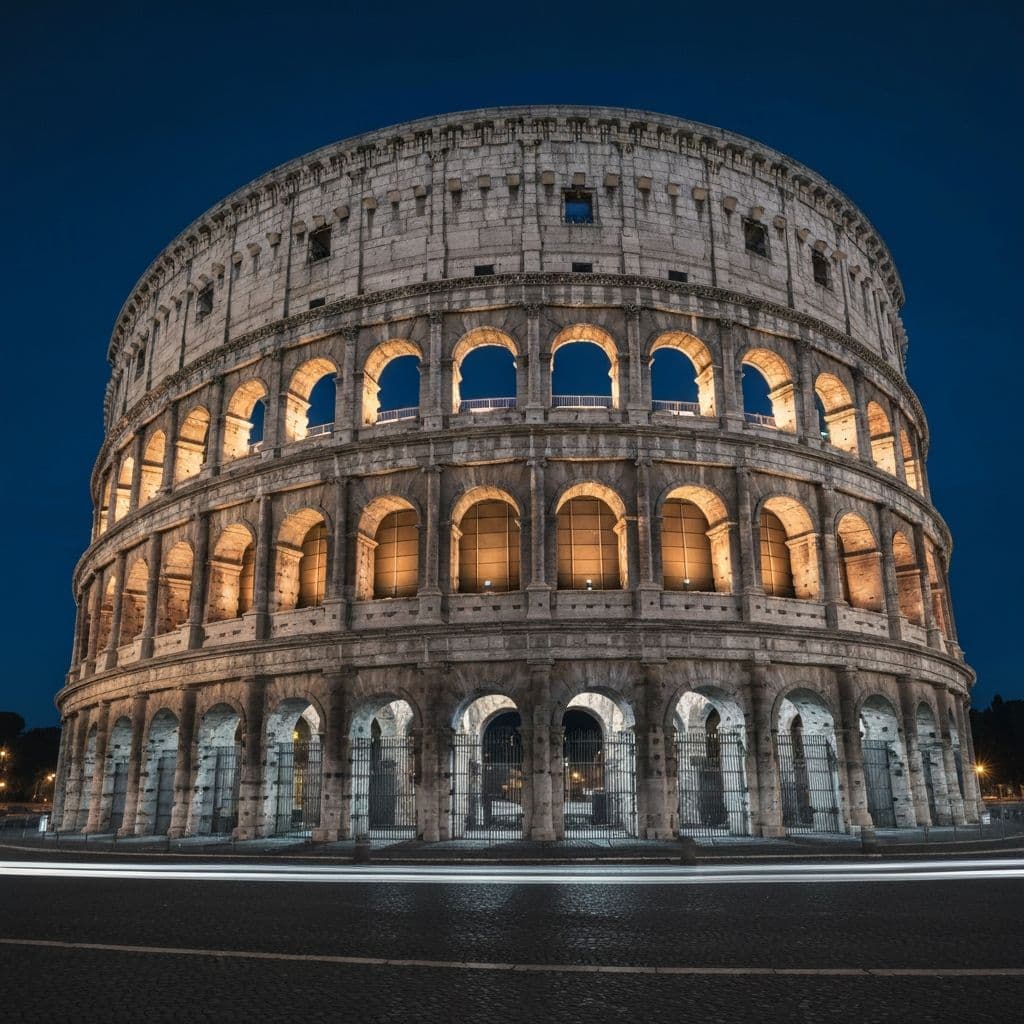 Colosseum illuminated at night